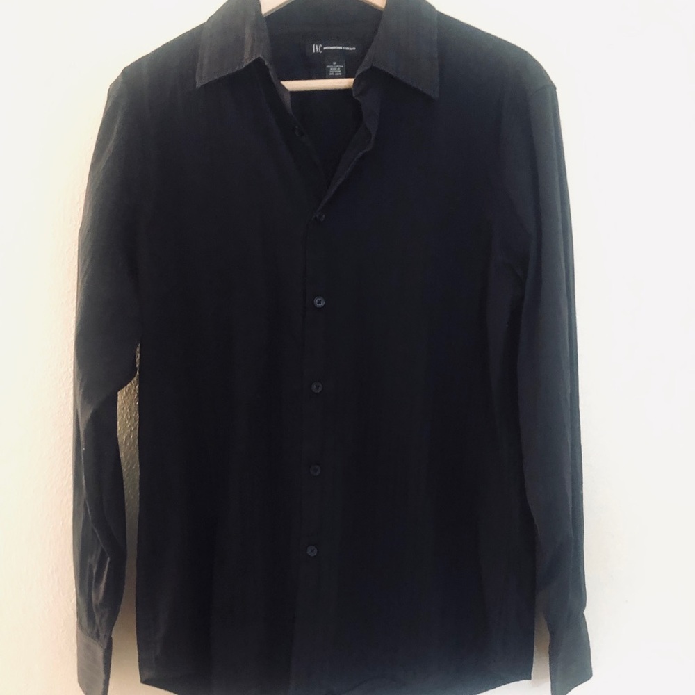 INC Medium Black Pinstripe Button Up Shirt